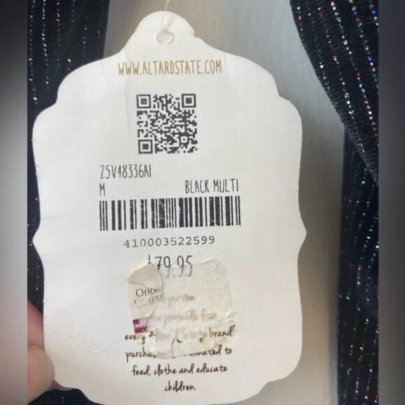 Altar'd State Shimmering Black Stretch Velvet Long Sleeve Mini Dress - Picture 7 of 7